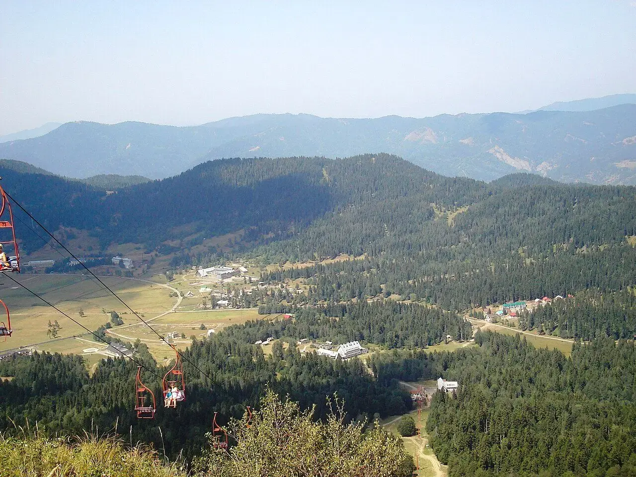 Bakuriani resort in a forested mountain basin