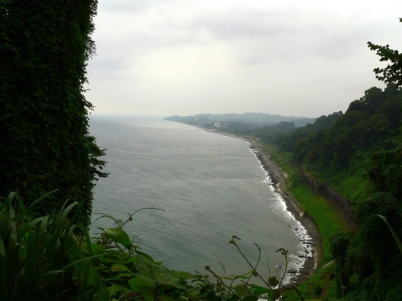 Black Sea coastline seen from the botanical garden