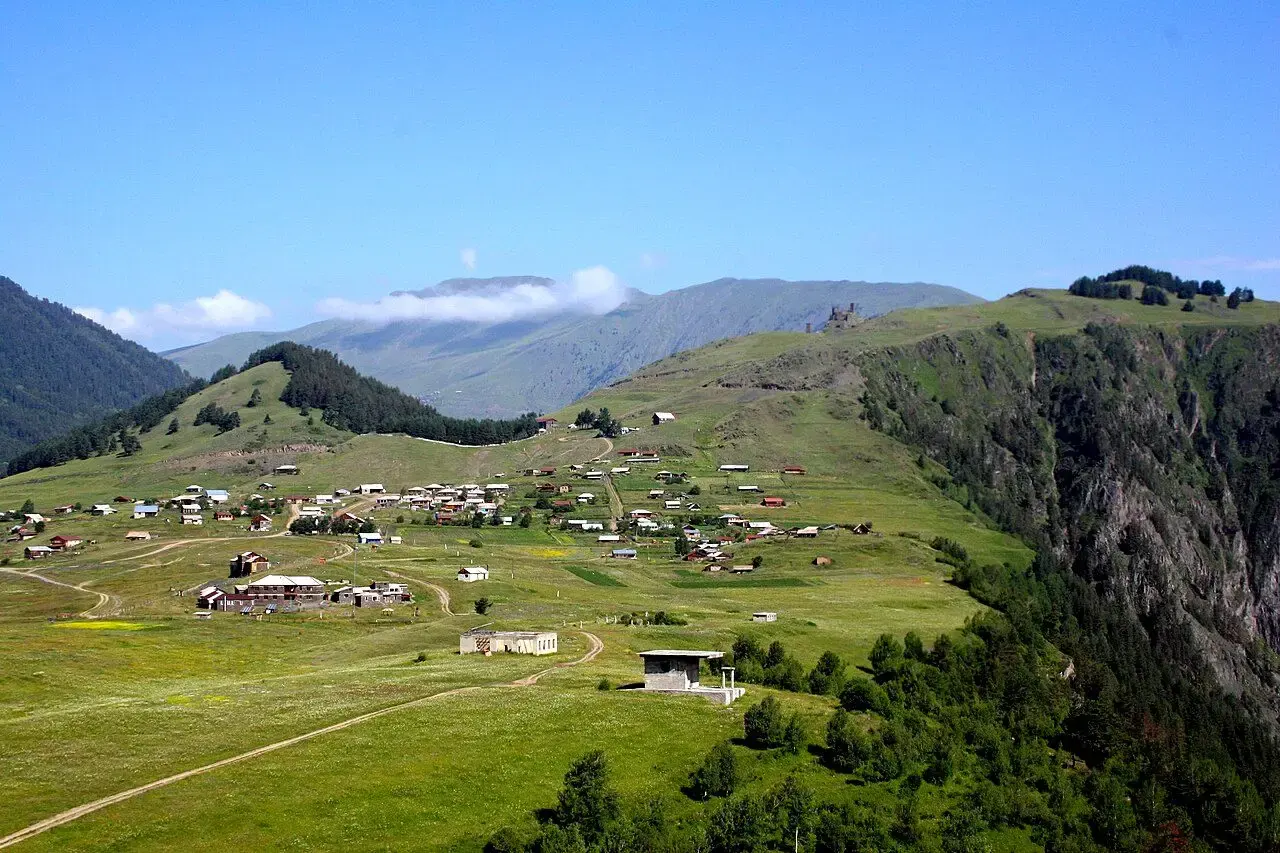 Omalo village on a high green plateau in Tusheti