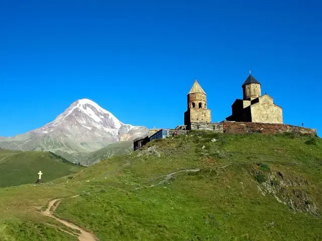 Gergeti Trinity Church below Mount Kazbek